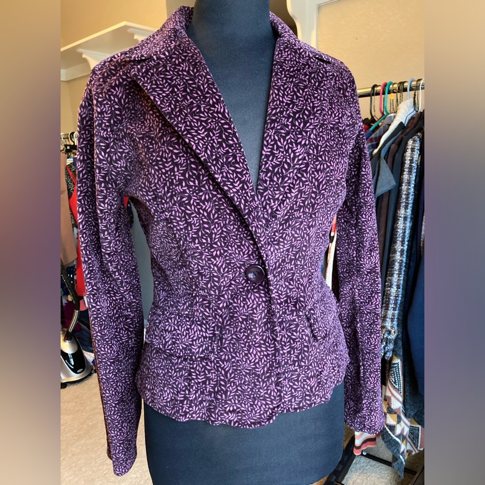 BCIH deep purple corduroy floral blazer, size medium